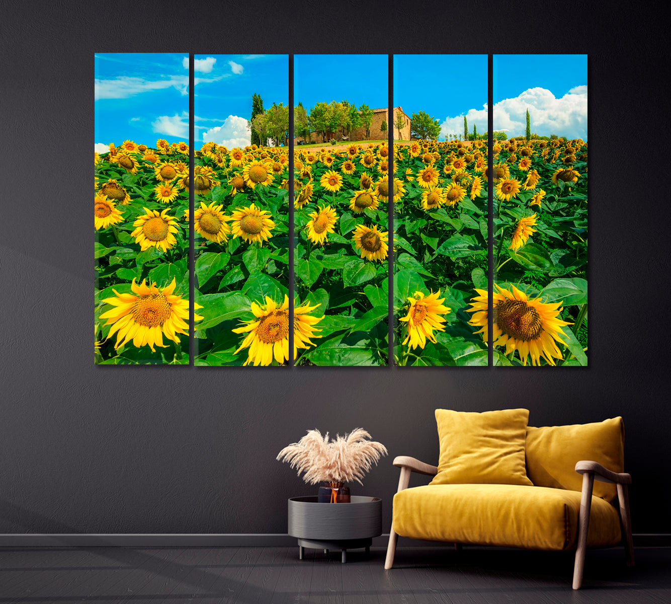 Sunflowers Field Canvas Print-Canvas Print-CetArt-1 Panel-24x16 inches-CetArt