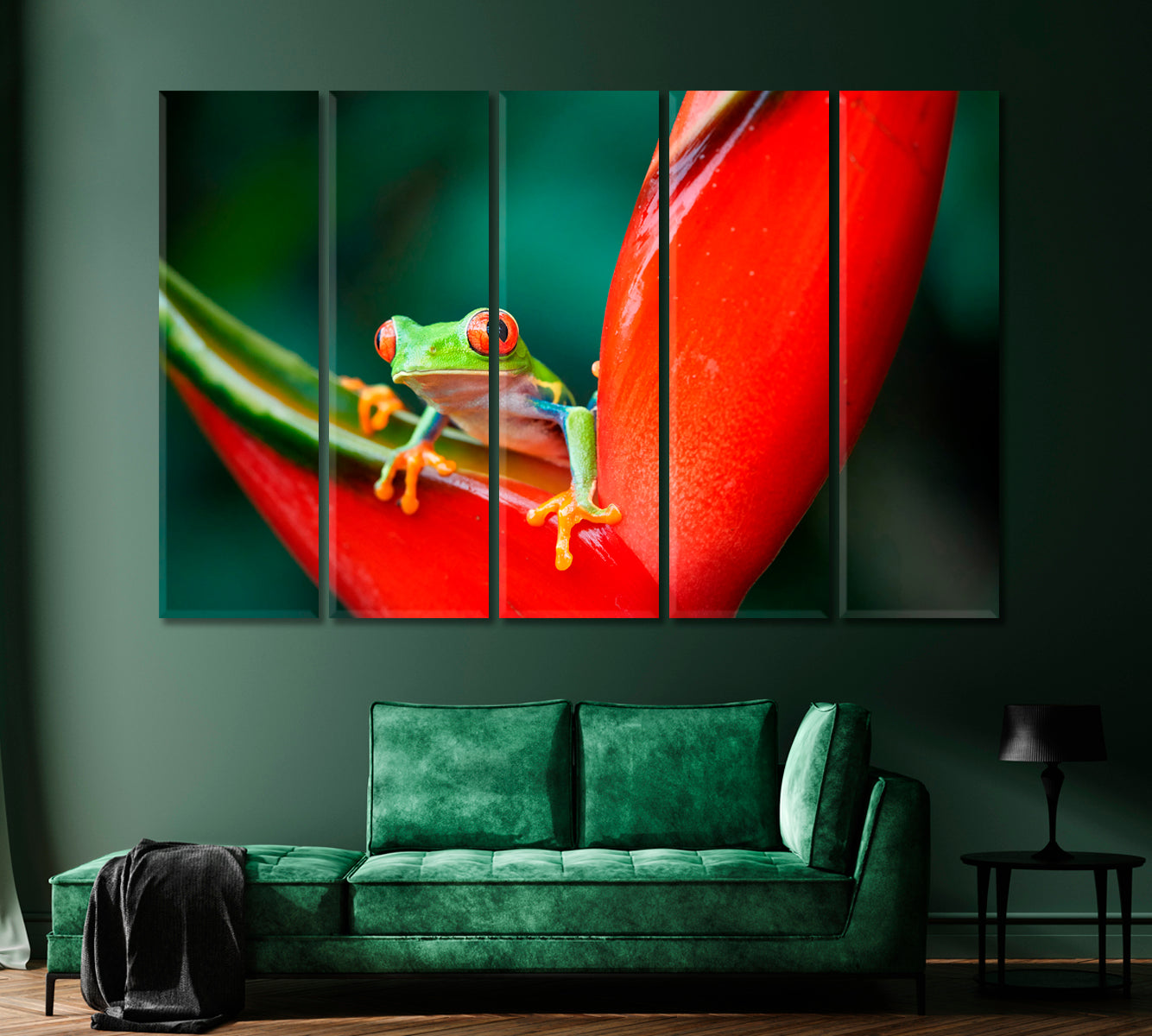 Little Tropical Frog on Heliconia Flower Canvas Print-Canvas Print-CetArt-1 Panel-24x16 inches-CetArt