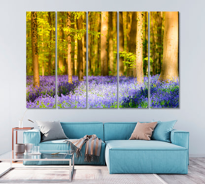 Hallerbos Beech Forest with Bluebells Flowers Canvas Print-Canvas Print-CetArt-1 Panel-24x16 inches-CetArt