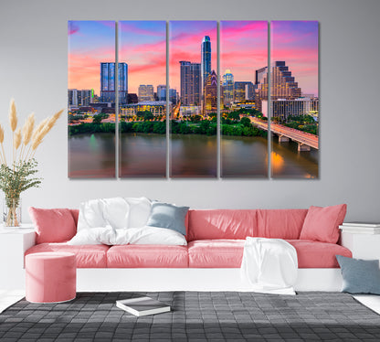 Austin City Skyline at Sunset USA Canvas Print-Canvas Print-CetArt-1 Panel-24x16 inches-CetArt