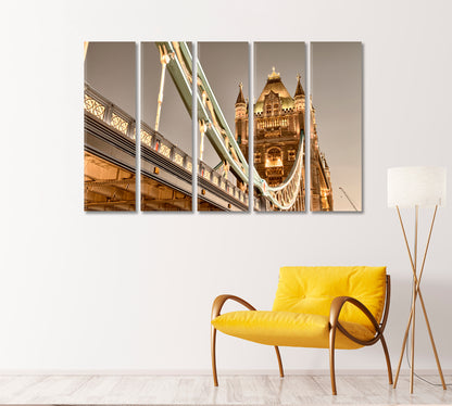 Famous Tower Bridge in Evening London Canvas Print-Canvas Print-CetArt-1 Panel-24x16 inches-CetArt