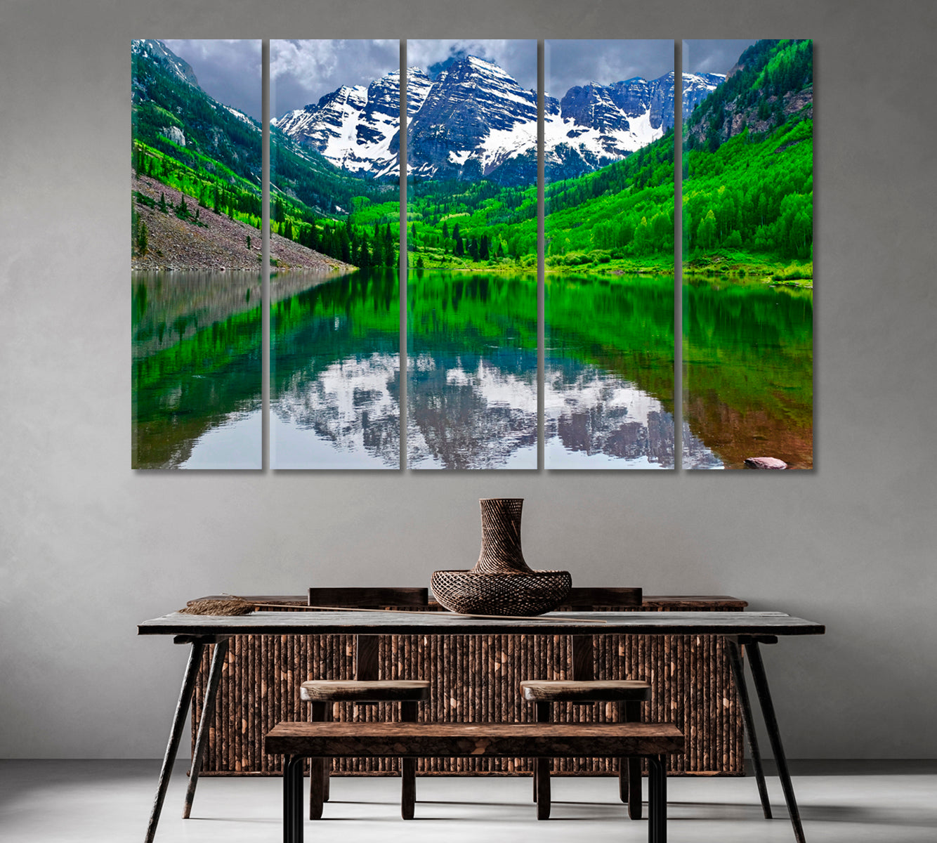 Maroon Bells Mountain Colorado State USA Canvas Print-Canvas Print-CetArt-1 Panel-24x16 inches-CetArt