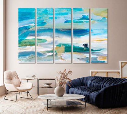 Abstract Blue Sea Canvas Print-Canvas Print-CetArt-1 Panel-24x16 inches-CetArt