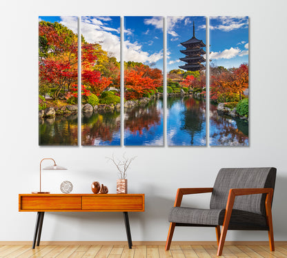 Toji Pagoda in Autumn Kyoto Japan Canvas Print-Canvas Print-CetArt-1 Panel-24x16 inches-CetArt