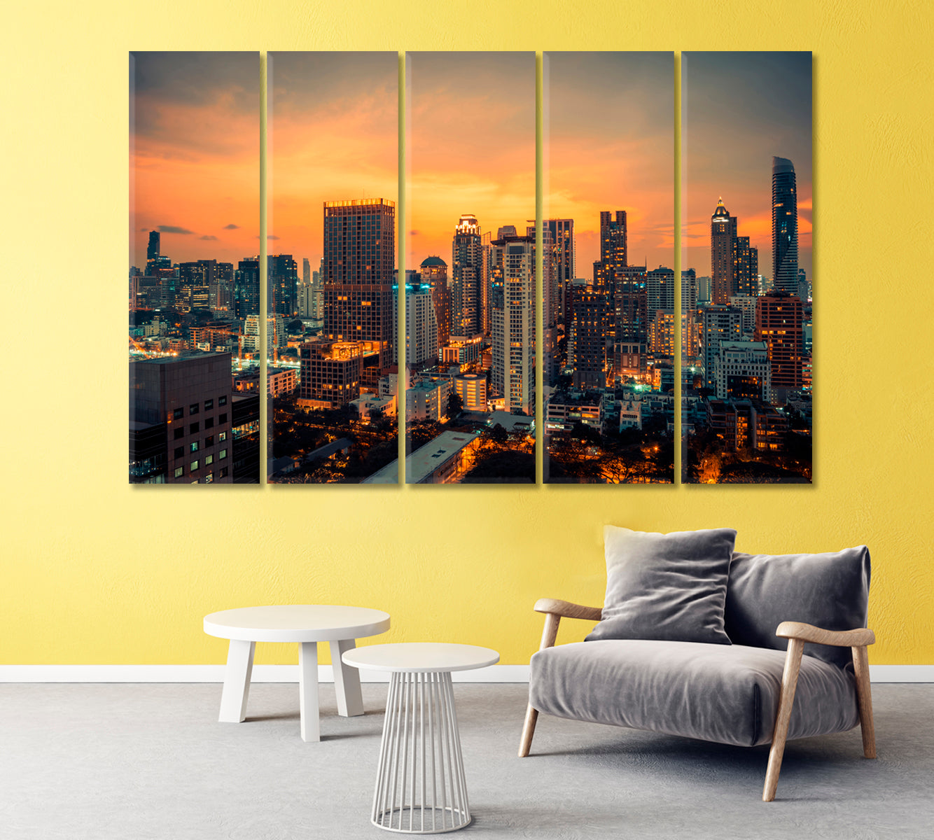 Bangkok City Center Downtown Skyline Canvas Print-Canvas Print-CetArt-1 Panel-24x16 inches-CetArt