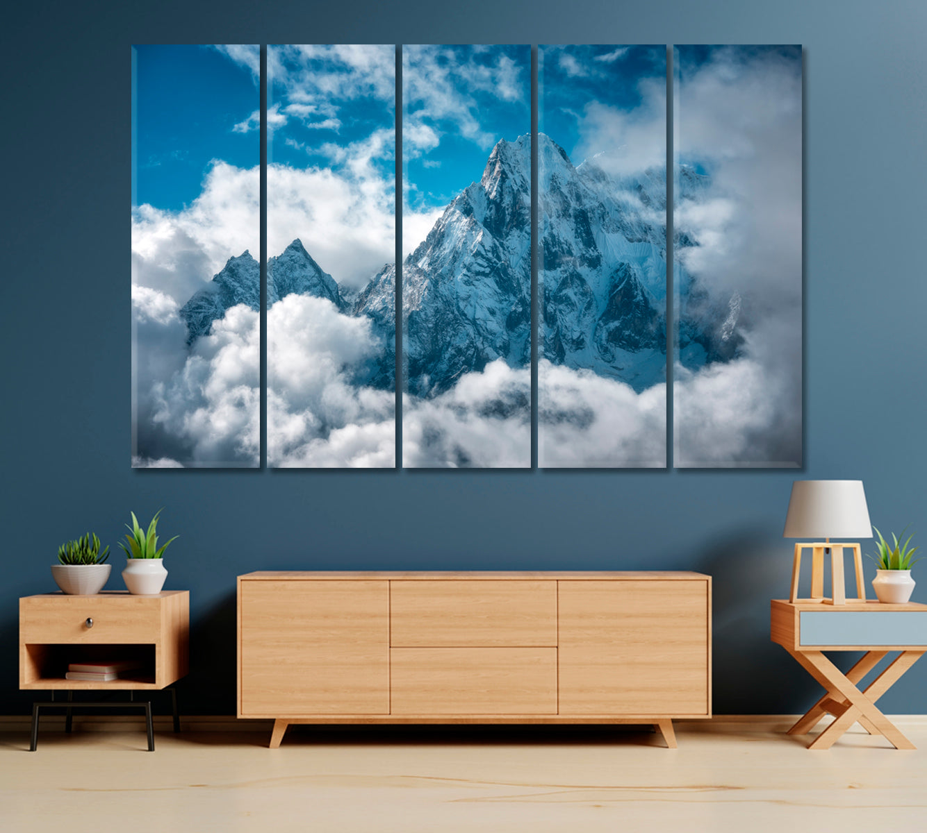 Mount Manaslu with Snowy Peak in Clouds Nepal Canvas Print-Canvas Print-CetArt-1 Panel-24x16 inches-CetArt