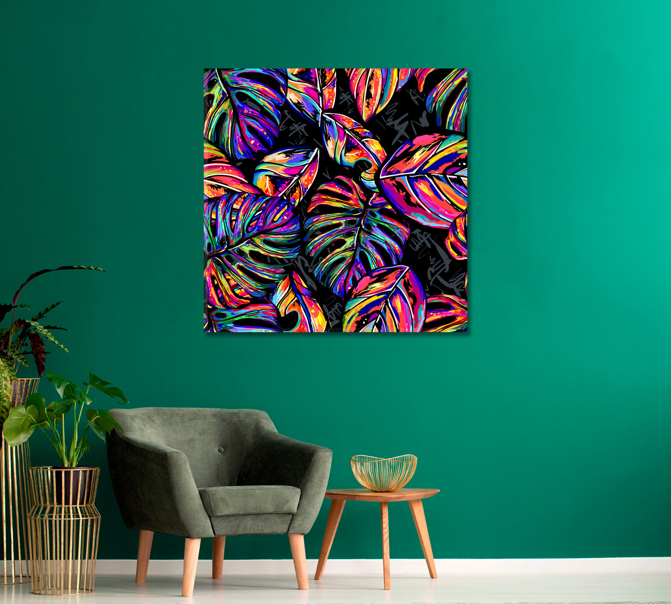 Tropical Colored Leaves Canvas Print-Canvas Print-CetArt-1 panel-12x12 inches-CetArt