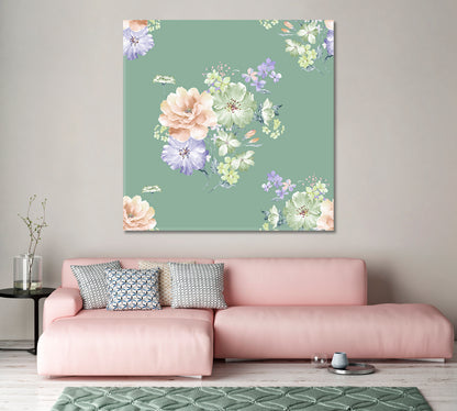 Delicate Abstract Flowers Canvas Print-Canvas Print-CetArt-1 panel-12x12 inches-CetArt