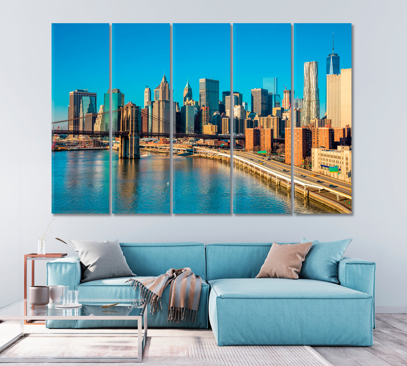 Skyline of Downtown New York Manhattan Canvas Print-Canvas Print-CetArt-1 Panel-24x16 inches-CetArt