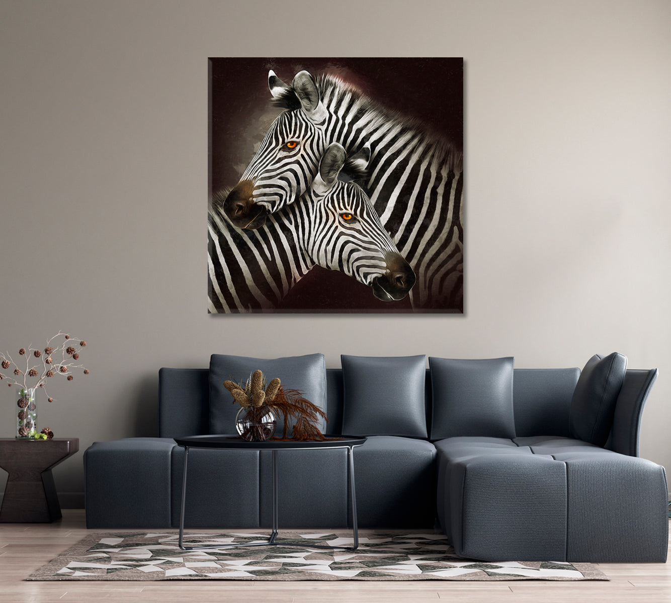 Modern Zebra Portrait Canvas Print-Canvas Print-CetArt-1 panel-12x12 inches-CetArt