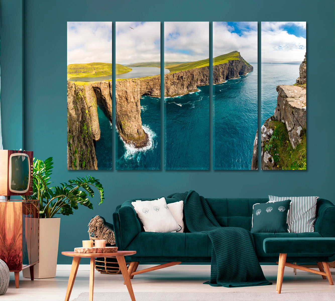 Leitisvatn Or Sorvagsvatn Lake Over the Ocean Faroe Islands Canvas Print-Canvas Print-CetArt-1 Panel-24x16 inches-CetArt
