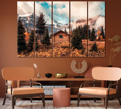 Wooden Hut with Mount Assiniboine in Autumn Canada Canvas Print-Canvas Print-CetArt-1 Panel-24x16 inches-CetArt