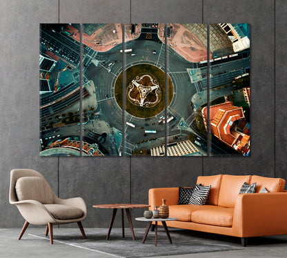 Monumental Fountain Aerial View in Placa Espanya in Barcelona Canvas Print-Canvas Print-CetArt-1 Panel-24x16 inches-CetArt