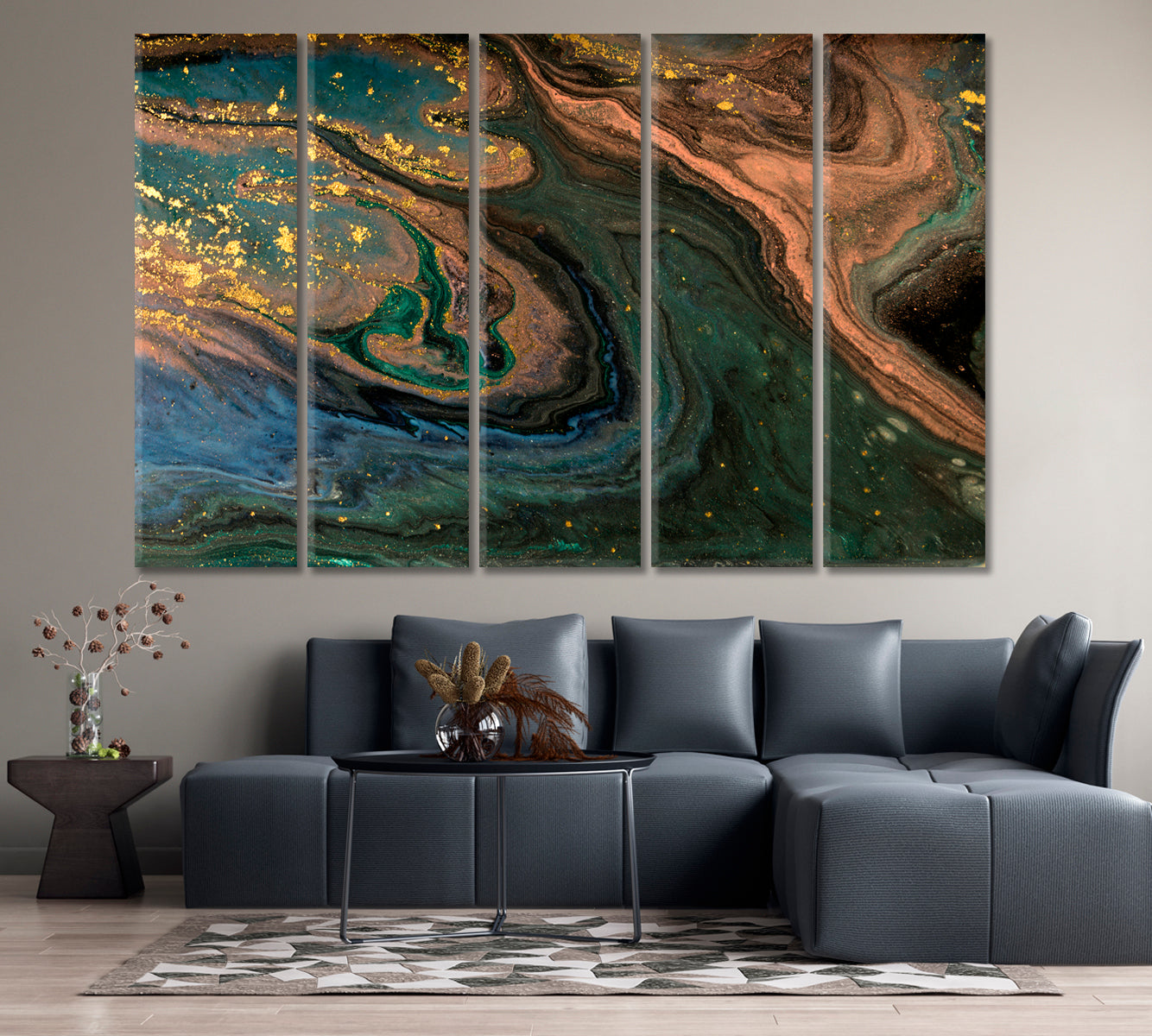 Mixed Dark Green and Brown Marble Canvas Print-Canvas Print-CetArt-1 Panel-24x16 inches-CetArt