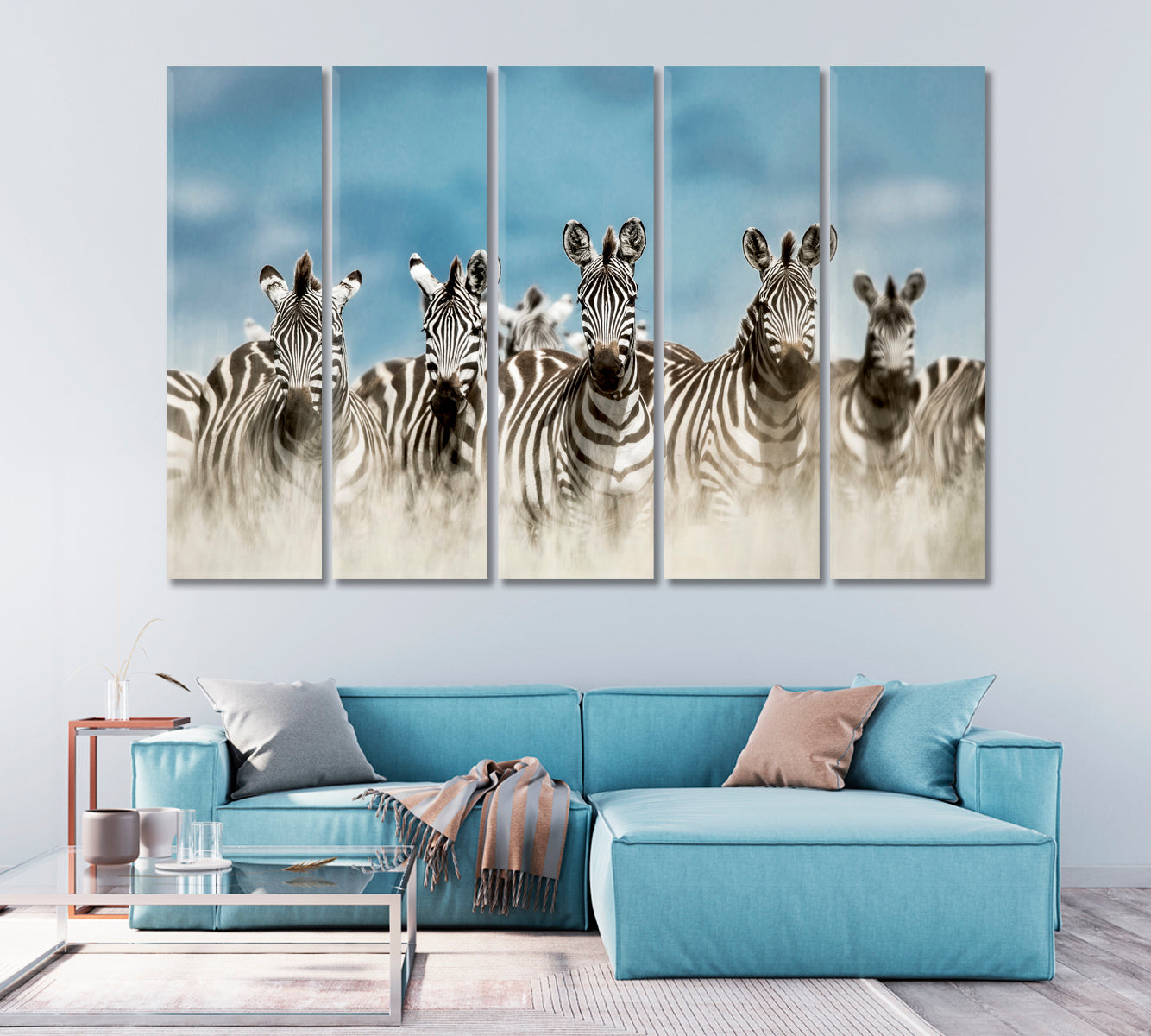 Zebra Herd in Savannah Serengeti Africa Canvas Print-Canvas Print-CetArt-1 Panel-24x16 inches-CetArt