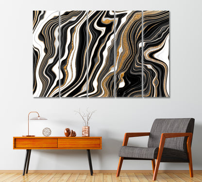 Abstract Black and White Agate Canvas Print-Canvas Print-CetArt-1 Panel-24x16 inches-CetArt