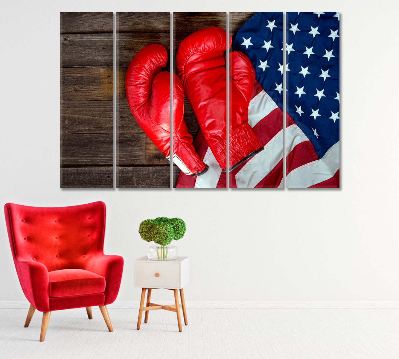 Boxing Gloves and American Flag Canvas Print-Canvas Print-CetArt-1 Panel-24x16 inches-CetArt
