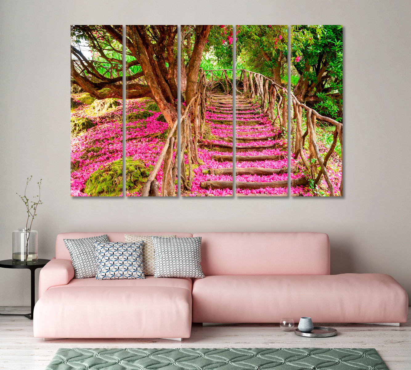 Trail Covered in Pink Leaves Canvas Print-Canvas Print-CetArt-1 Panel-24x16 inches-CetArt