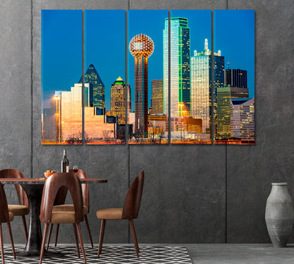 Dallas Skyline at Sunset USA Canvas Print-Canvas Print-CetArt-1 Panel-24x16 inches-CetArt