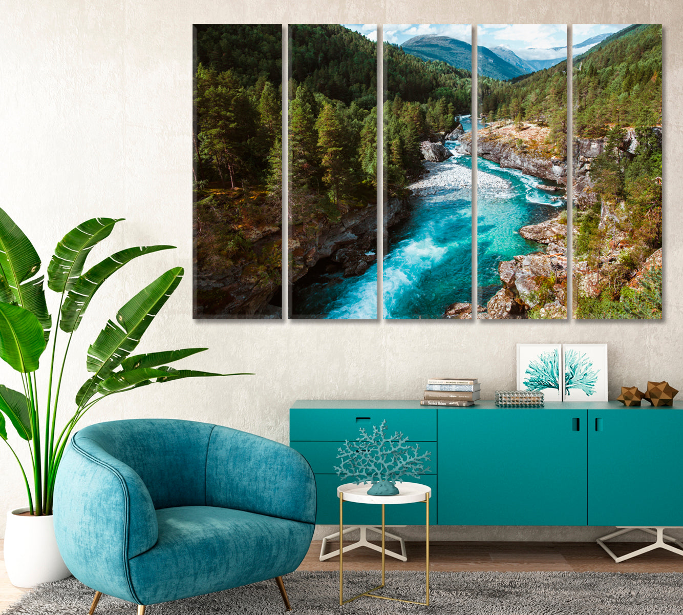 Amazing Turquoise River in Norway Canvas Print-Canvas Print-CetArt-1 Panel-24x16 inches-CetArt