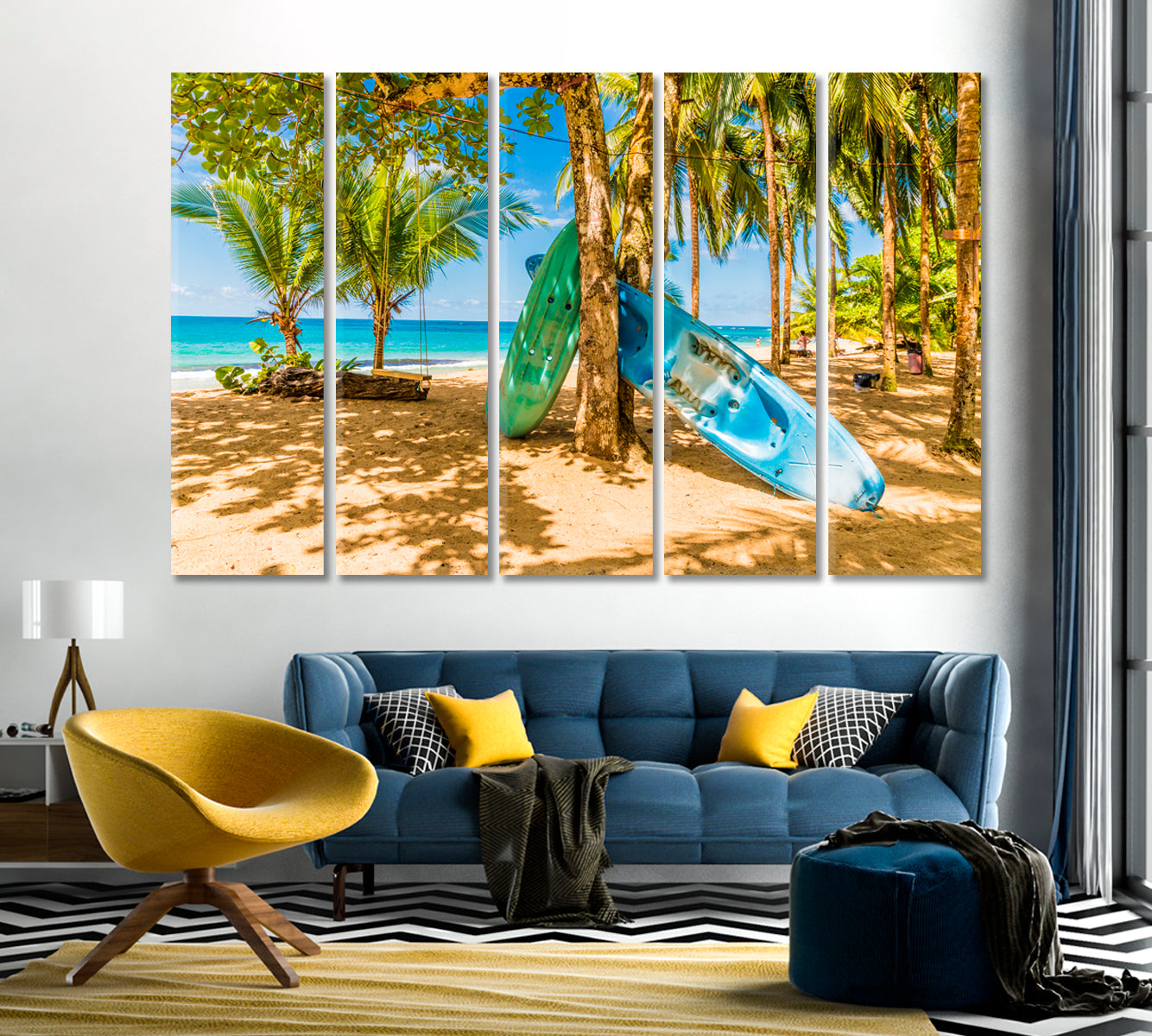 Canoe on Punta Uva Beach Costa Rica Canvas Print-Canvas Print-CetArt-1 Panel-24x16 inches-CetArt