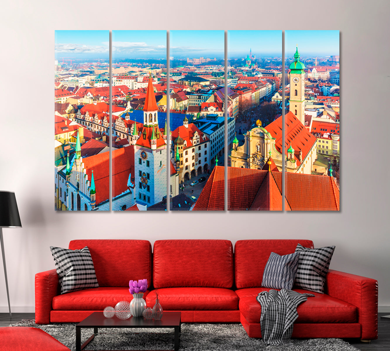Red Roofs of Munich Old Town Germany Canvas Print-Canvas Print-CetArt-1 Panel-24x16 inches-CetArt