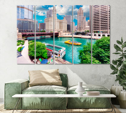 Chicago Downtown at Summer Day USA Canvas Print-Canvas Print-CetArt-1 Panel-24x16 inches-CetArt