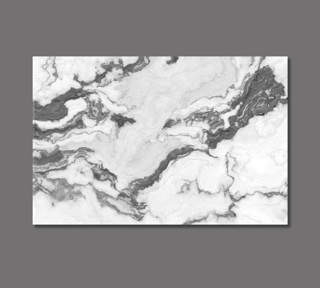 Abstract White Marble with Curly Grey Veins Canvas Print-Canvas Print-CetArt-1 Panel-24x16 inches-CetArt