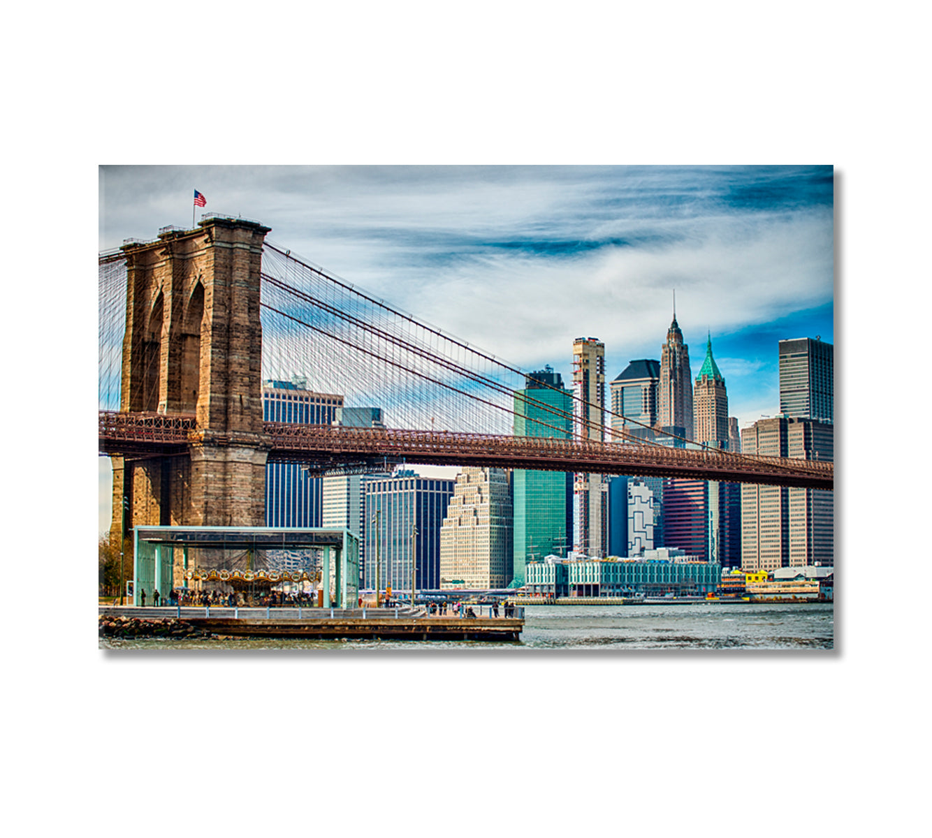 Lower Manhattan New York City Landscape Canvas Print-Canvas Print-CetArt-1 Panel-24x16 inches-CetArt