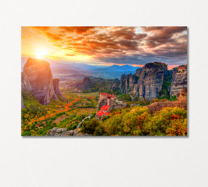 Monasteries of Meteora Greece Canvas Print-Canvas Print-CetArt-1 Panel-24x16 inches-CetArt