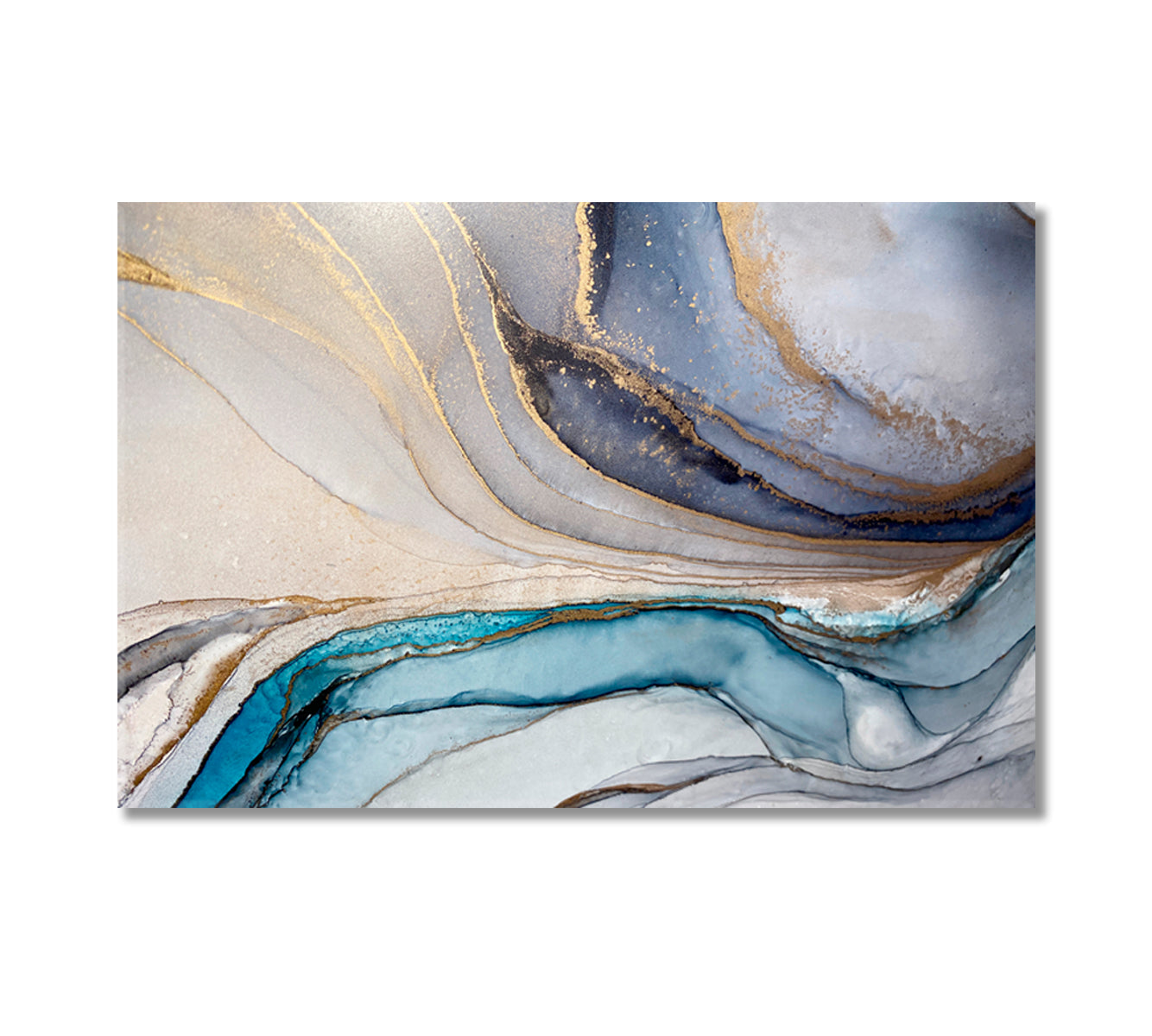 Beautiful Abstract Blue and Grey Liquid Flow Shapes Canvas Print-Canvas Print-CetArt-1 Panel-24x16 inches-CetArt