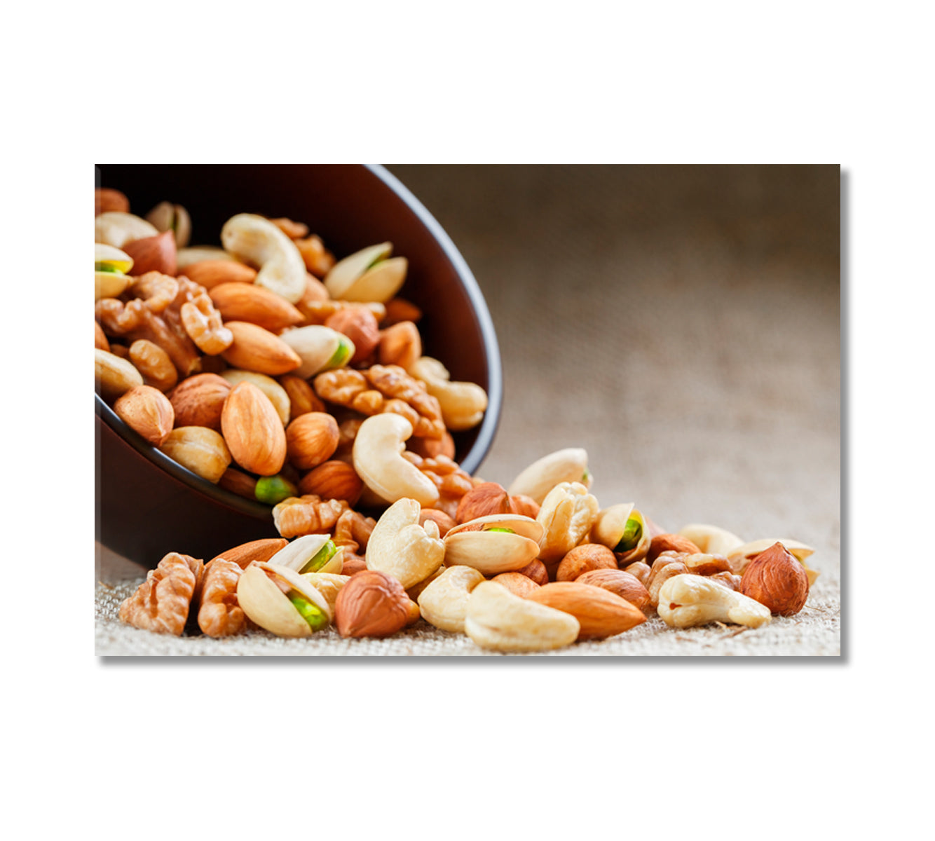 Nuts Cashews Almonds Pistachios Hazelnuts and Walnuts Canvas Print-Canvas Print-CetArt-1 Panel-24x16 inches-CetArt