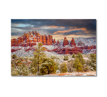 Snow Covered Red Rocks Arizona Canvas Print-Canvas Print-CetArt-1 Panel-24x16 inches-CetArt