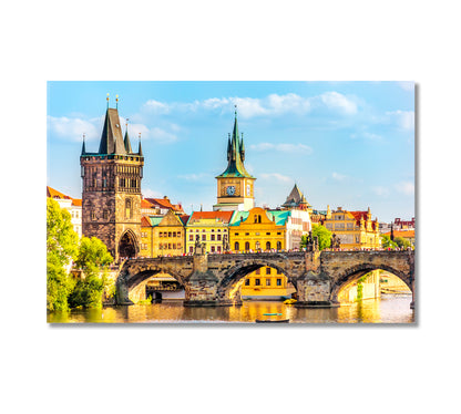 Charles Bridge and Old Town Bridge Prague Canvas Print-Canvas Print-CetArt-1 Panel-24x16 inches-CetArt