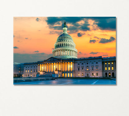 United States Capitol Building at Sunset Washington Canvas Print-Canvas Print-CetArt-1 Panel-24x16 inches-CetArt