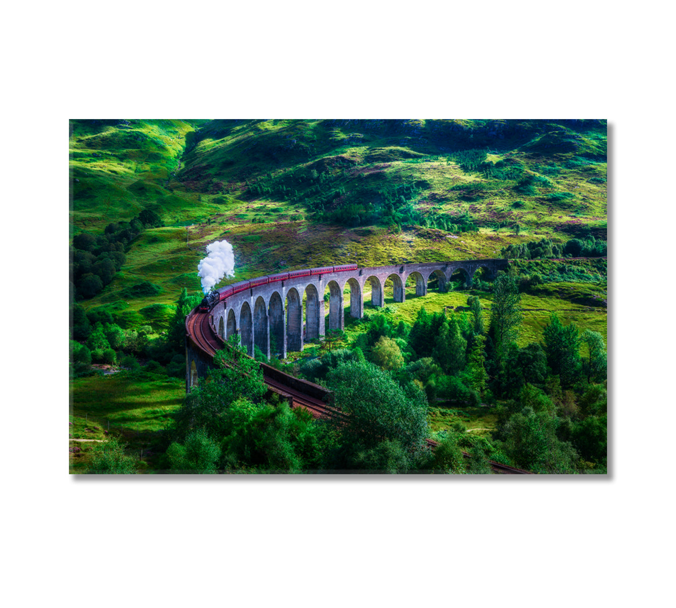 Jacobite Steam Train on Glenfinnan Railway Viaduct Scotland Canvas Print-Canvas Print-CetArt-1 Panel-24x16 inches-CetArt