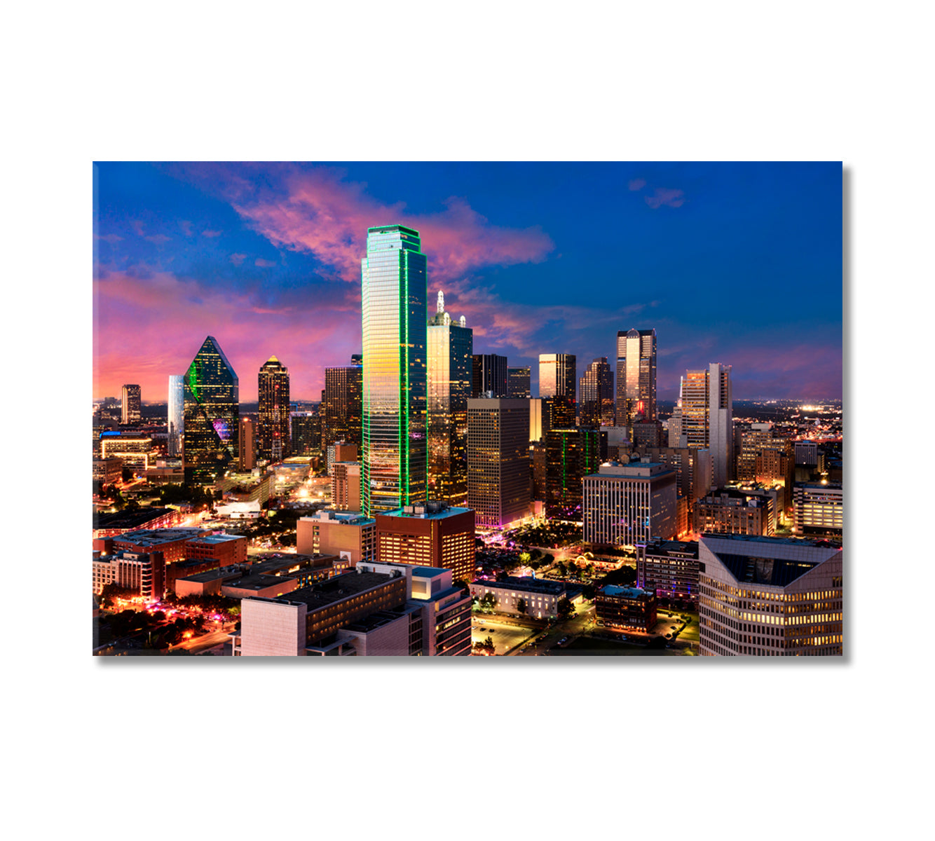 Beautiful Dallas City Skyline Texas Canvas Print-Canvas Print-CetArt-1 Panel-24x16 inches-CetArt