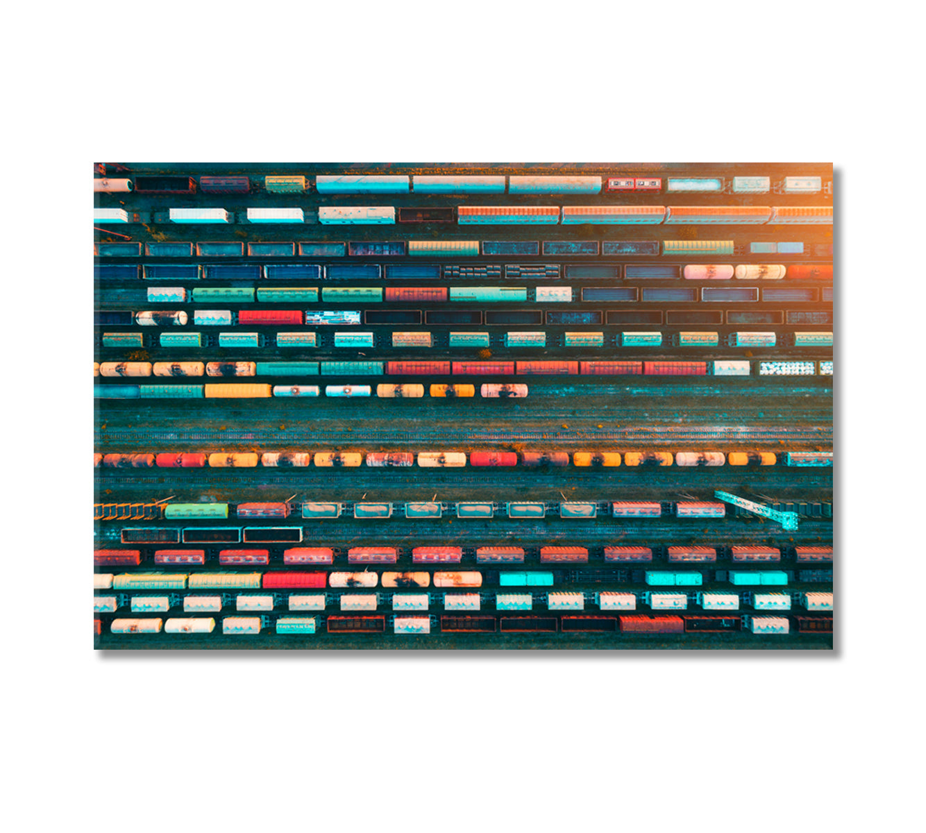 Colorful Freight Trains Canvas Print-Canvas Print-CetArt-1 Panel-24x16 inches-CetArt