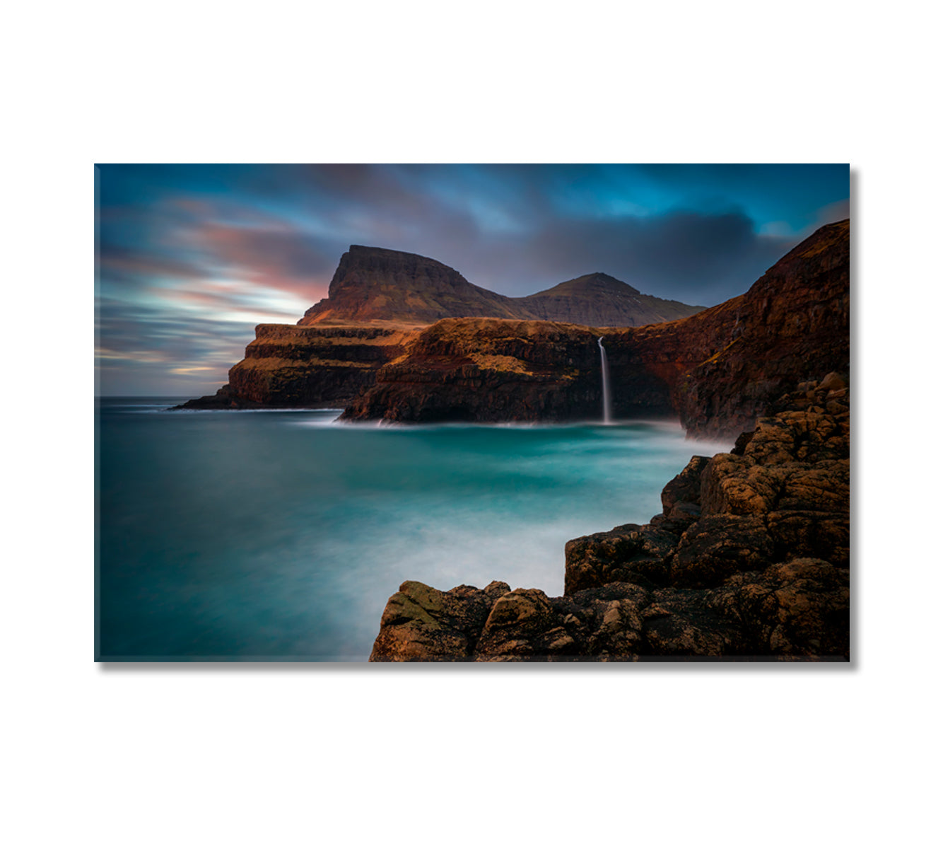 Mulafossur Waterfall on Vagar Island Faroe Islands Canvas Print-Canvas Print-CetArt-1 Panel-24x16 inches-CetArt