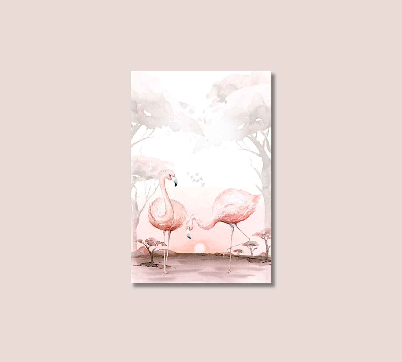 Pair of Watercolor Flamingos Canvas Print-Canvas Print-CetArt-1 panel-16x24 inches-CetArt