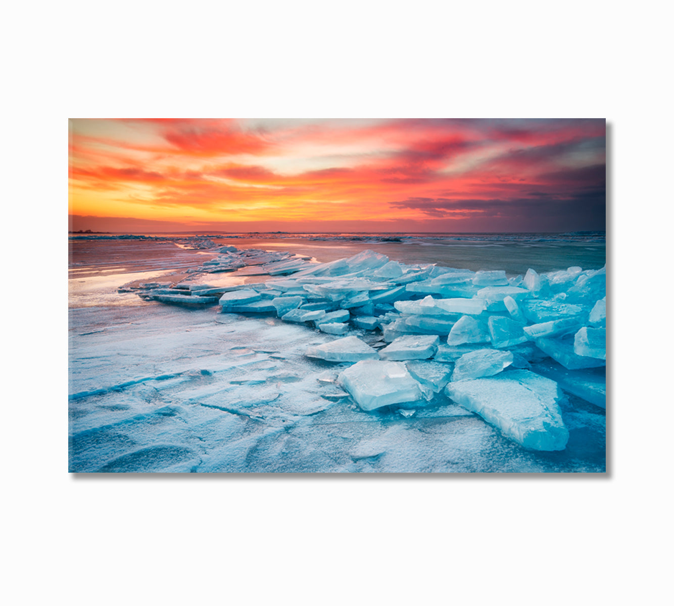 Winter Landscape on Seashore During Sunset Canvas Print-Canvas Print-CetArt-1 Panel-24x16 inches-CetArt