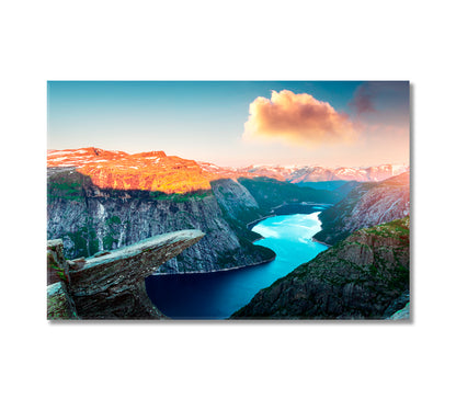 Picturesque Landscape With Trolltunga Rock Norway Canvas Print-Canvas Print-CetArt-1 Panel-24x16 inches-CetArt