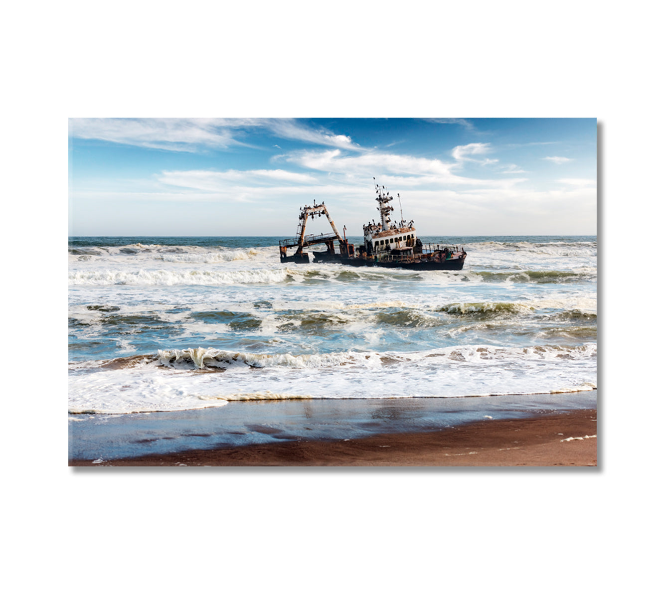 Shipwreck on Skeleton Coast in Atlantic Ocean Canvas Print-Canvas Print-CetArt-1 Panel-24x16 inches-CetArt