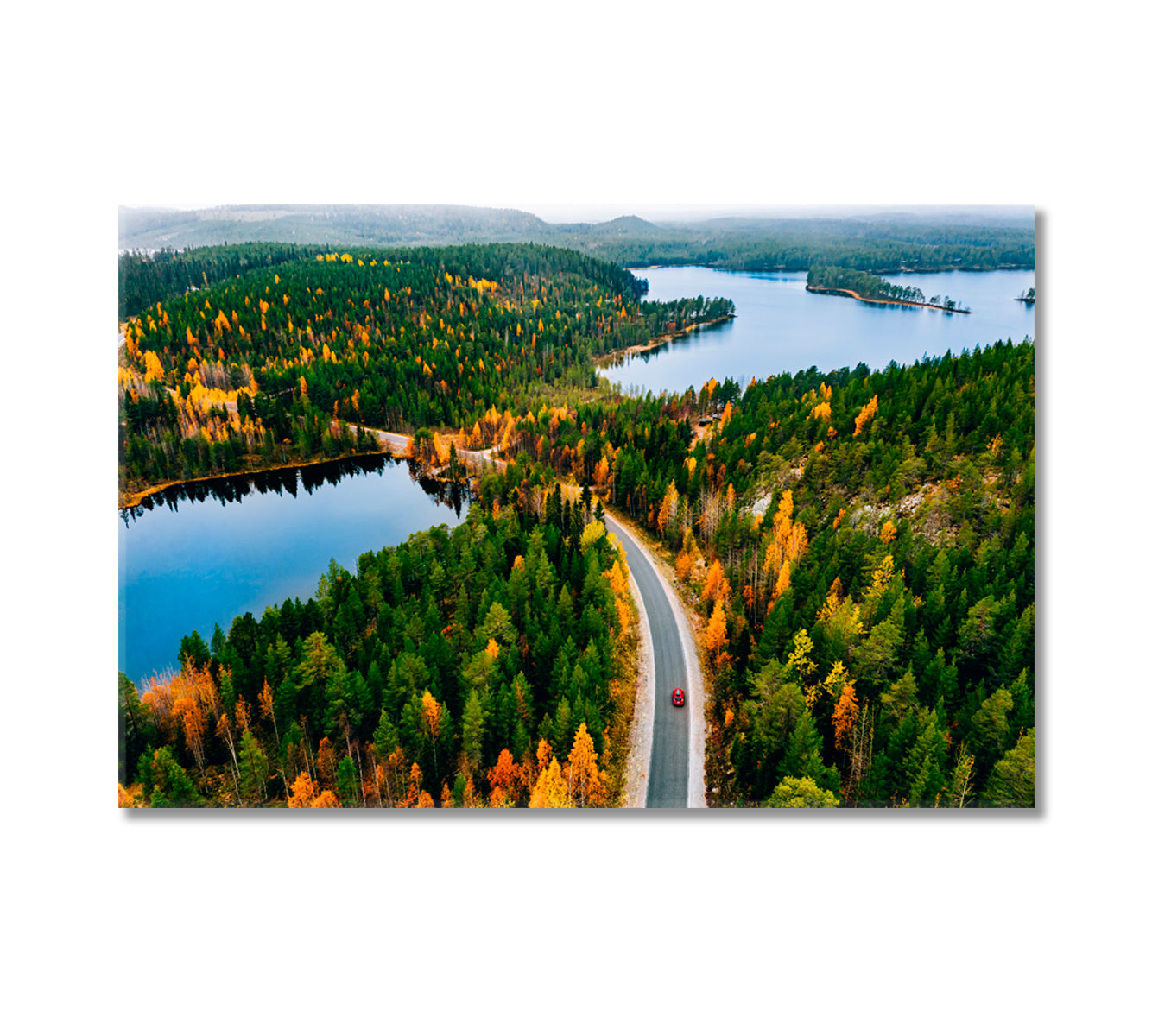Autumn Forest with Blue Lake Finland Canvas Print-Canvas Print-CetArt-1 Panel-24x16 inches-CetArt