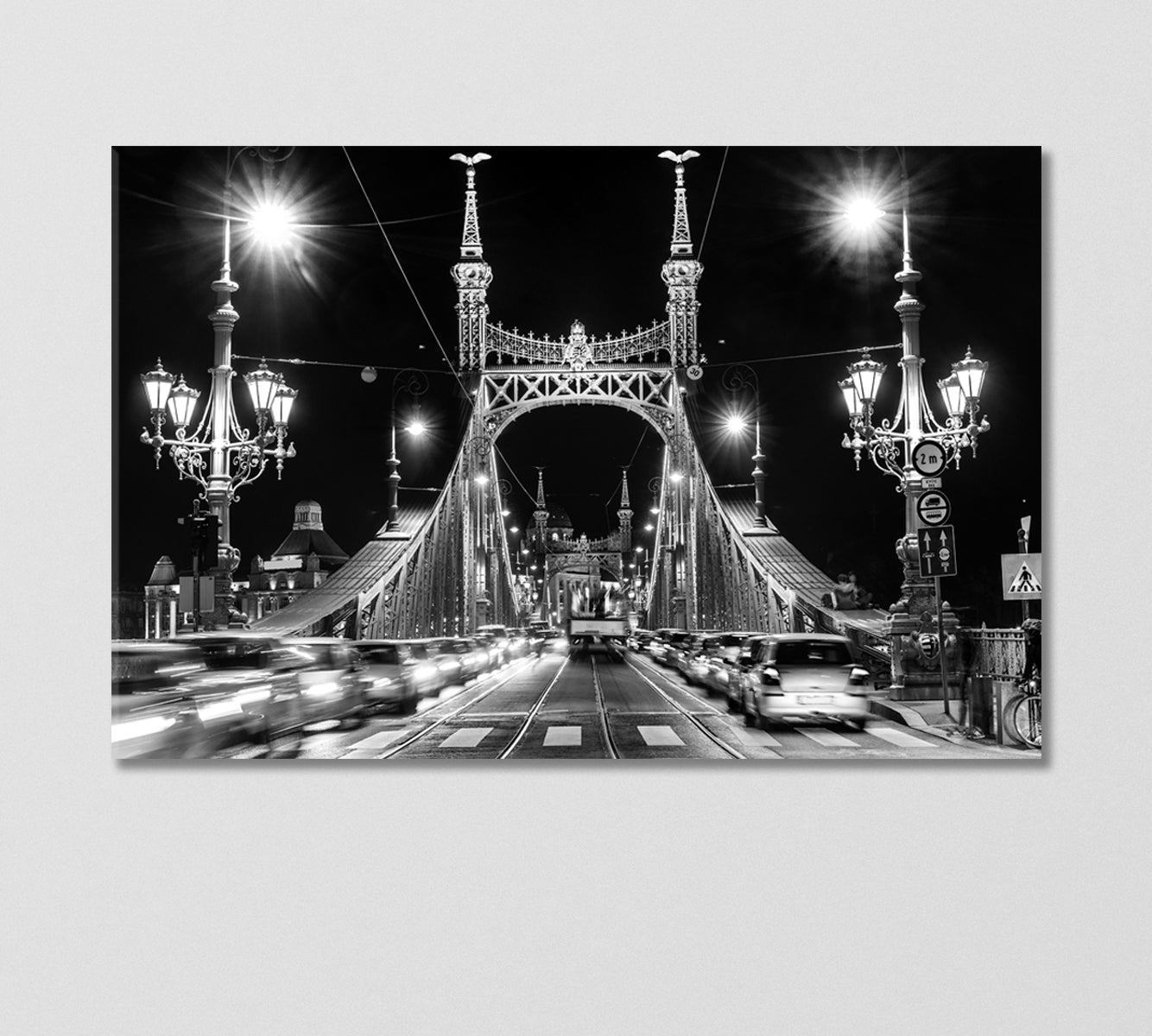 Liberty Bridge at Night Budapest Hungary Canvas Print-Canvas Print-CetArt-1 Panel-24x16 inches-CetArt