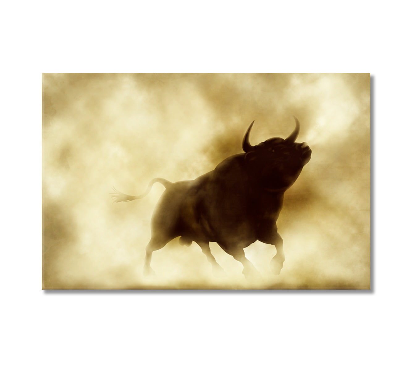 Angry Bull Silhouette in Smoke Canvas Print-Canvas Print-CetArt-1 Panel-24x16 inches-CetArt