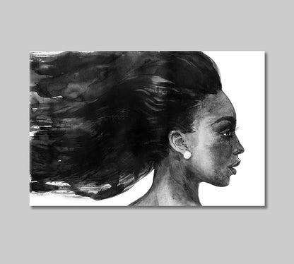 Beautiful African Woman in Black and White Canvas Print-Canvas Print-CetArt-1 Panel-24x16 inches-CetArt