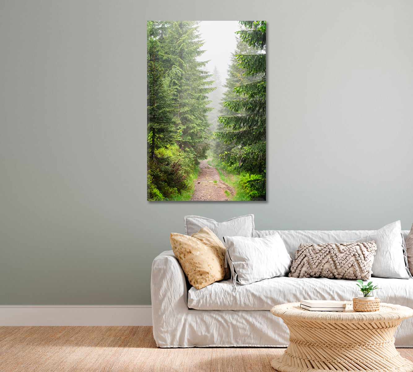 Trail in Beautiful Pine Forest Canvas Print-Canvas Print-CetArt-1 panel-16x24 inches-CetArt