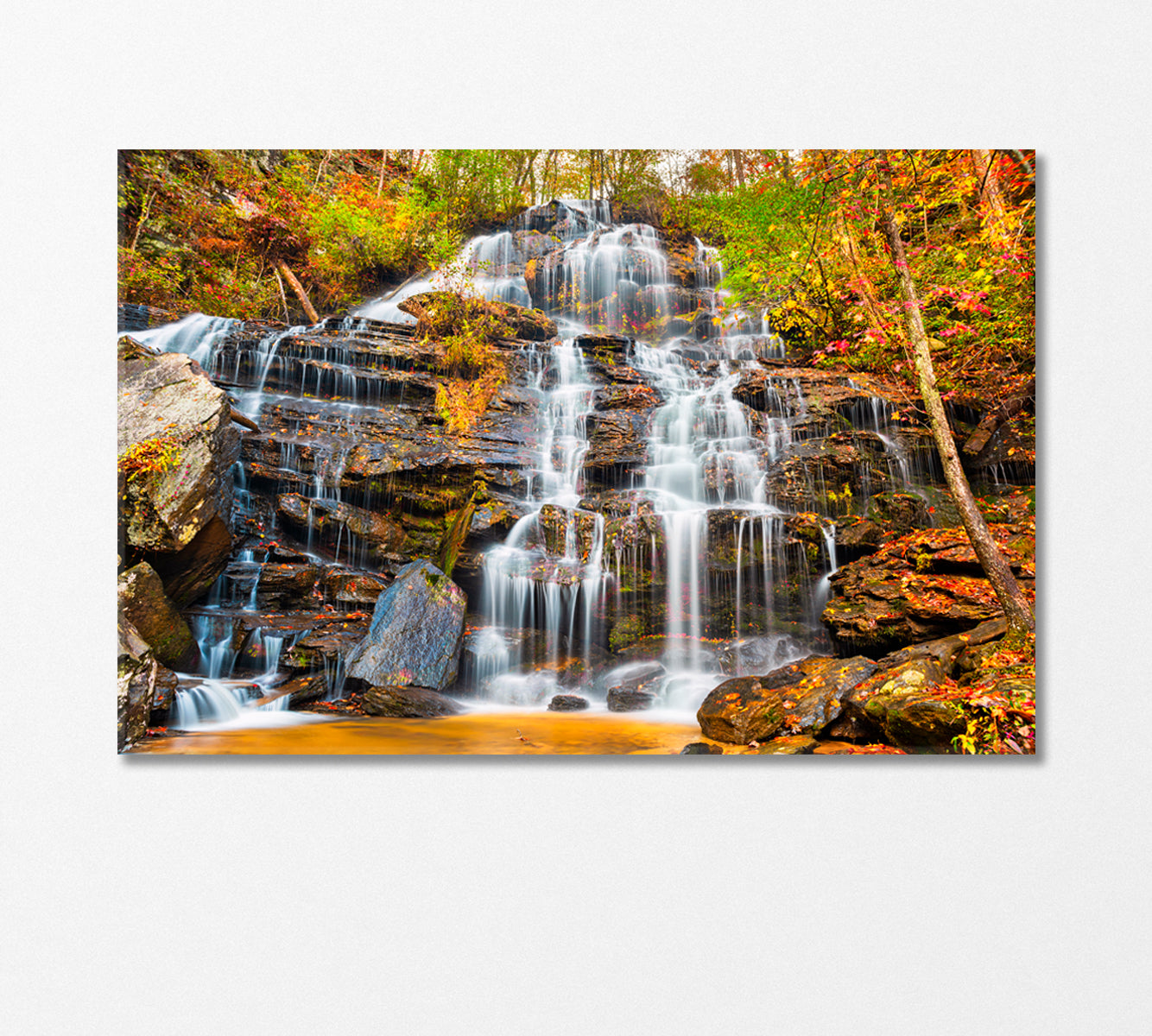 Issaqueena Falls During Autumn Season USA Canvas Print-Canvas Print-CetArt-1 Panel-24x16 inches-CetArt