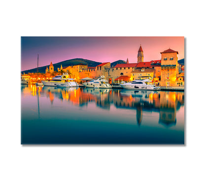 Medieval Old Town Trogir with Harbor and Luxury Yachts Croatia Canvas Print-Canvas Print-CetArt-1 Panel-24x16 inches-CetArt
